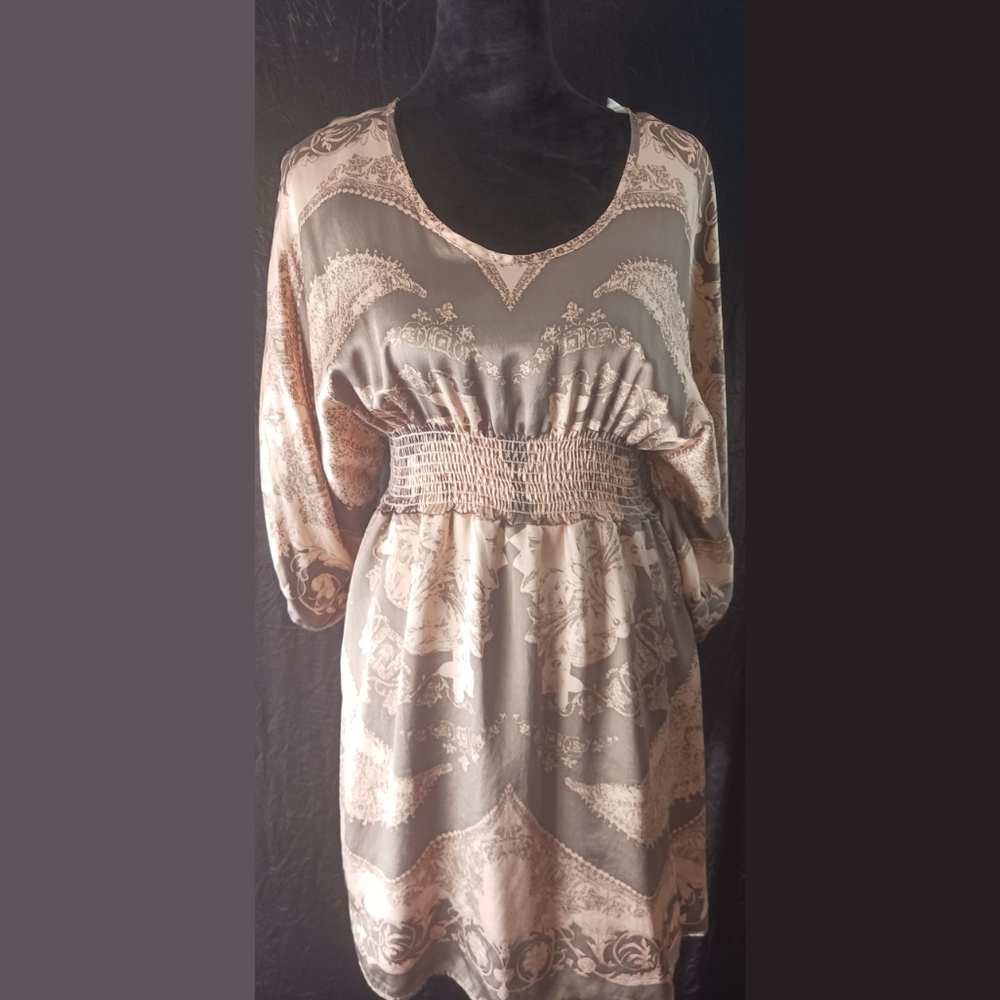 Split sleeve silk mini dress